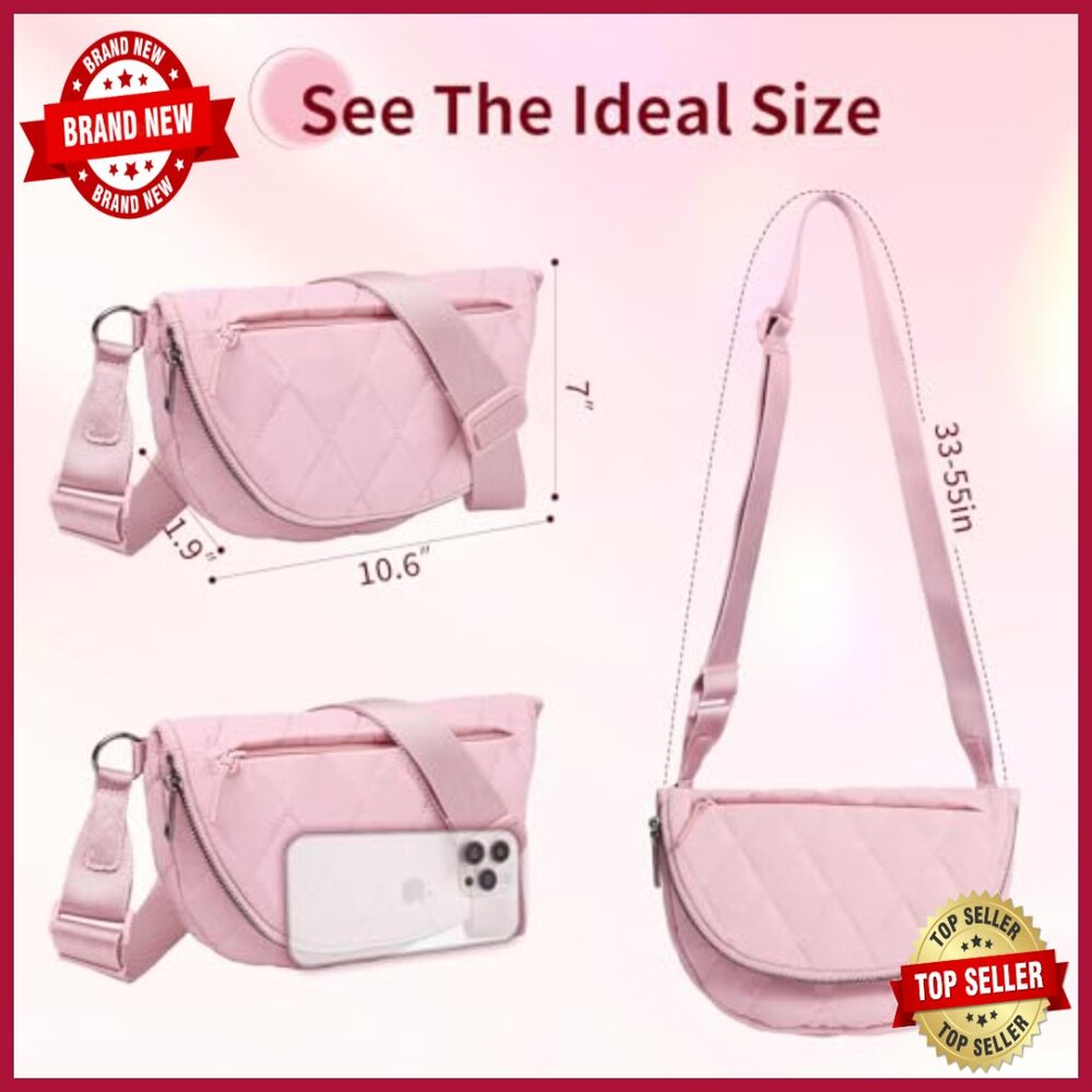 Medium Nylon Crescent Moon Shoulder Bag, Adjustable Strap, Foldable & Waterproof - Picture 2 of 7